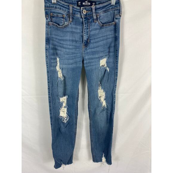 Hollister High Rise Slim Straight Distressed Jean Size 00R - Picture 2 of 5